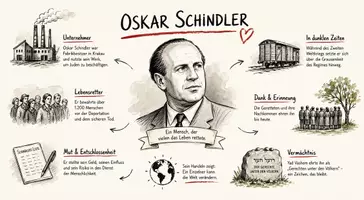 Vorschau - Arbeitsblätter - AB mit Fragen zum Thema "Oskar Schindler" + Lösungsblatt + Mindmap + Infografik - Seite 1