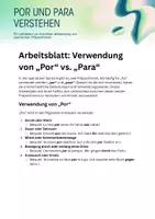 Vorschau - Arbeitsblätter - Spanish Arbeitsblatt Verwendung von Por vs Para - Deckblatt