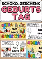 Vorschau - Mal- und Bastelvorlagen - Schoko-Geschenk zum Geburtstag - Schokoriegel Überraschung - Deckblatt