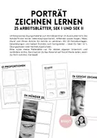 Vorschau - Arbeitsblätter - Porträt zeichnen: 25 Arbeitsblätter, Schritt-für-Schritt, Sek I & II - Deckblatt