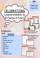 Vorschau - Unterrichtsreihen - Celebrations - Leseverständnis zu 10 Festen & Feiertagen - Deckblatt