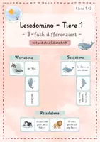 Vorschau - Spiele - Lesedomino: Tiere 1 | 3-fach differenziert | Kl. 1-2 - Deckblatt