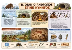 Προεπισκόπηση - Πλάνο μαθήματος / Υλικό για τον εκπαιδευτικό - Σχεδιάγραμμα με εικονογράφηση: Ενότητα 7 - Κεφάλαιο 1β - Ιστορία Γ' Δημοτικού - Η Εποχή του Λίθου - Παλαιολιθική Εποχή - Σελίδα 1