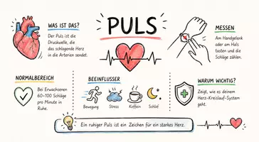Vorschau - Arbeitsblätter - AB mit Fragen zum Thema "Puls" + Lösungsblatt + Mindmap + Infografik - Seite 1