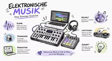 Vorschau - Arbeitsblätter - AB mit Fragen zum Thema "Elektronische Musik" + Lösungsblatt + Mindmap + Infografik - Seite 1