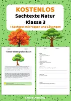 Vorschau - Arbeitsblätter - Kostenlos: Natur Sachtext - Arbeitsblätter Klasse 3 - Deckblatt