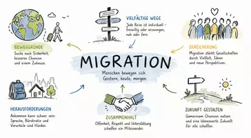Vorschau - Arbeitsblätter - Lernposter + AB mit Fragen zum Thema "Migration" + Lösungsblatt + Mindmap + Infografik - Seite 2