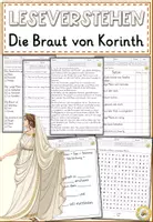 Vorschau - Arbeitsblätter - Ballade : Die Braut von Korinth – Johann Wolfgang von Goethe - Lesen und Verstehen Arbeitsblätter mit Lesetext, Fragen - Deckblatt