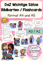 Vorschau - Fördermaterial/Inklusion - DaZ - Wichtige Sätze / Erste Sätze - Bildkarten / Flashcards - A0-A1 - Deckblatt