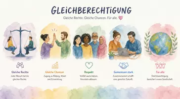 Vorschau - Arbeitsblätter - Arbeitsblatt "Gleichberechtigung" + Onlineübung & MP3 + Mindmap + Infografik - Seite 1