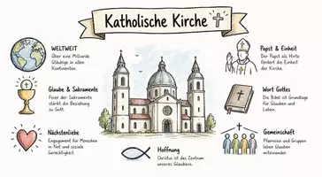 Vorschau - Arbeitsblätter - Arbeitsblatt "Katholische Kirche" + Onlineübung & MP3 + Mindmap + Infografik - Seite 1