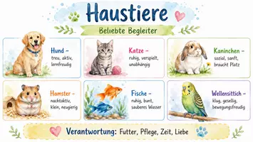 Vorschau - Arbeitsblätter - Arbeitsblatt "Haustiere" + Onlineübung & MP3 + Infografik - Seite 1