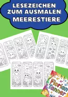 Vorschau - Mal- und Bastelvorlagen - Lesezeichen zum Ausmalen - Meerestiere - Deckblatt