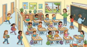 Vorschau - Präsentationen/Tafelbilder - 3 Wimmelbilder und Ausmalbilder mit Alltagssituationen (Schule, Supermarkt, Park) - Deckblatt