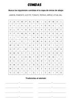 Vorschau - Arbeitsblätter - Sopa de letras / Suchsel: Lebensmittel (Spanisch) - Seite 1