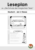 Vorschau - Arbeitsblätter - Leseplan: zu "Die Schule der magischen Tiere" - Deckblatt