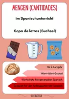 Vorschau - Arbeitsblätter - Sopa de letras / Suchsel: Mengenangaben (Spanisch) - Deckblatt