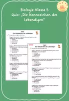 Vorschau - Arbeitsblätter - Quiz: Die Kennzeichen des Lebendigen - Deckblatt