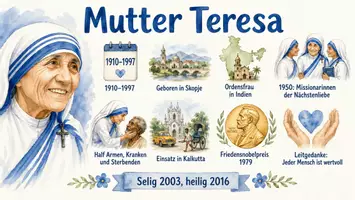 Vorschau - Arbeitsblätter - Lernposter + AB mit Fragen zum Thema "Mutter Teresa" + Lösungsblatt + Mindmap + Infografik - Seite 2