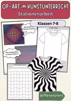 Vorschau - Unterrichtsreihen - OP Art im Kunstunterricht – Optische Täuschungen (Klasse 7/8) | Stationenarbeit & Projekt - Deckblatt