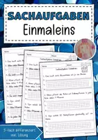 Vorschau - Arbeitsblätter - Sachaufgaben Einmaleins - Deckblatt