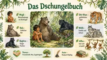 Vorschau - Arbeitsblätter - Lernposter + AB mit Fragen zum Thema "Dschungelbuch" + Lösungsblatt + Mindmap + Infografik - Seite 2