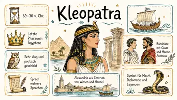 Vorschau - Arbeitsblätter - AB mit Fragen zum Thema "Kleopatra" + Lösungsblatt + Infografik - Seite 1