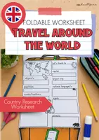 Vorschau - Mal- und Bastelvorlagen - Flipbook | Landeskunde Englisch: Koffer für eine Präsentation " travel around the world" - Deckblatt