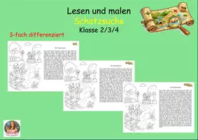 Vorschau - Arbeitsblätter - Lesen und malen Schatzsuche Klasse 2/3/4 - Deckblatt