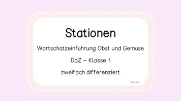 Vorschau - Stationenlernen - Wortschatzeinführung Obst und Gemüse - Deckblatt