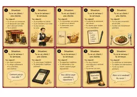 Vorschau - Aufgabenkarten - Au restaurant - Rollenkarte für einen Restaurant-Dialog - Deckblatt