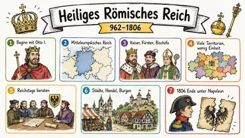 Vorschau - Arbeitsblätter - AB mit Fragen zum Thema "Heiliges Römisches Reich" + Lösungsblatt + Infografik - Seite 1
