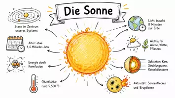 Vorschau - Arbeitsblätter - Lernposter + AB mit Fragen zum Thema "Sonne" + Lösungsblatt + Mindmap + Infografik - Seite 2