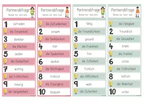Vorschau - Spiele - Nomen mit Endung -heit, -keit, -ung, -nis Partnerabfrage - Seite 2