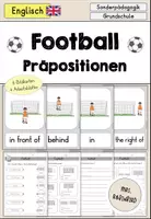 Vorschau - Arbeitsblätter - Präpositionen Prepositions Football Fußball Bildkarten mit Arbeitsblättern - Englisch - Deckblatt