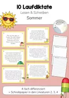 Vorschau - Stationenlernen - 10 Schleichdiktate / Laufdiktate: Sommer - Schreiben & Lesen üben (Klasse 2, 3, 4) - Deckblatt