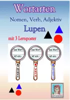 Vorschau - Unterrichtsreihen - Wortarten Lupen und Lernposter. Nomen, Verb, Adjektiv - Deckblatt