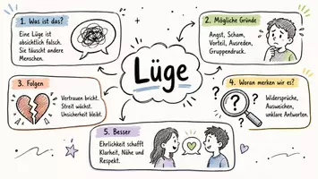 Vorschau - Arbeitsblätter - AB mit Fragen zum Thema "Lüge" + Lösungsblatt + Mindmap + Infografik - Seite 1