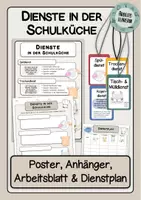 Vorschau - Arbeitsblätter - Dienste in der Schulküche – Poster, Arbeitsblatt, Anhänger & Dienstplan (Ich- & Wir-Form) - Deckblatt