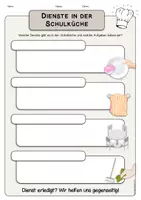 Vorschau - Arbeitsblätter - Dienste in der Schulküche – Poster, Arbeitsblatt, Anhänger & Dienstplan (Ich- & Wir-Form) - Seite 1