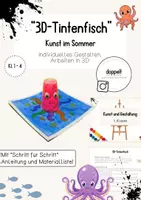 Vorschau - Stundenentwürfe - "3D-Tintenfisch" | Kunst im Sommer (Klasse 1-2) - Deckblatt