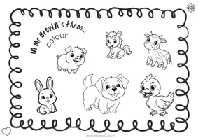 Προεπισκόπηση - Φύλλα εργασίας - Farm Animals Colouring Activity - Σελίδα 1