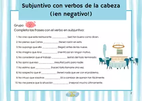 Vista previa - Hojas de trabajo - B1-B2_Subjuntivo con verbos de la cabeza (¡en negativo!) - página 2