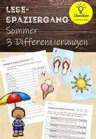 Vorschau - Arbeitsblätter - Lesespaziergänge: Frosch, Schmetterling, Sommer. Je 3-fach differenziert - Seite 1