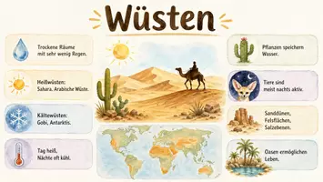 Vorschau - Arbeitsblätter - Lernposter + AB mit Fragen zum Thema "Wüste" + Lösungsblatt + Mindmap + Infografik - Seite 2