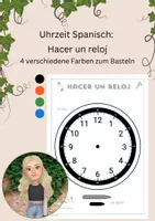 Vorschau - Mal- und Bastelvorlagen - Uhrzeit Spanisch: Hacer un reloj - Deckblatt