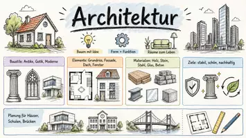 Vorschau - Arbeitsblätter - AB mit Fragen zum Thema "Architektur" + Lösungsblatt + Infografik - Seite 1