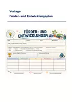 Vorschau - Fördermaterial/Inklusion - Vorlage für einen Förder- und Entwicklungsplan - Deckblatt