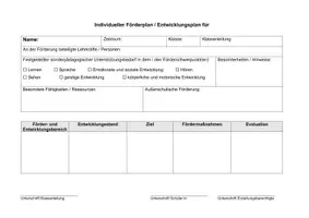 Vorschau - Fördermaterial/Inklusion - Vorlage für einen Förder- und Entwicklungsplan - Seite 1