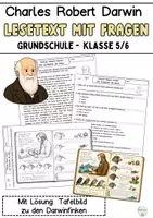 Vorschau - Stundenentwürfe - Lesetext mit Fragen Berühmte Personen Charles Robert Darwin (Klasse 3, 4, 5, 6) - Deckblatt